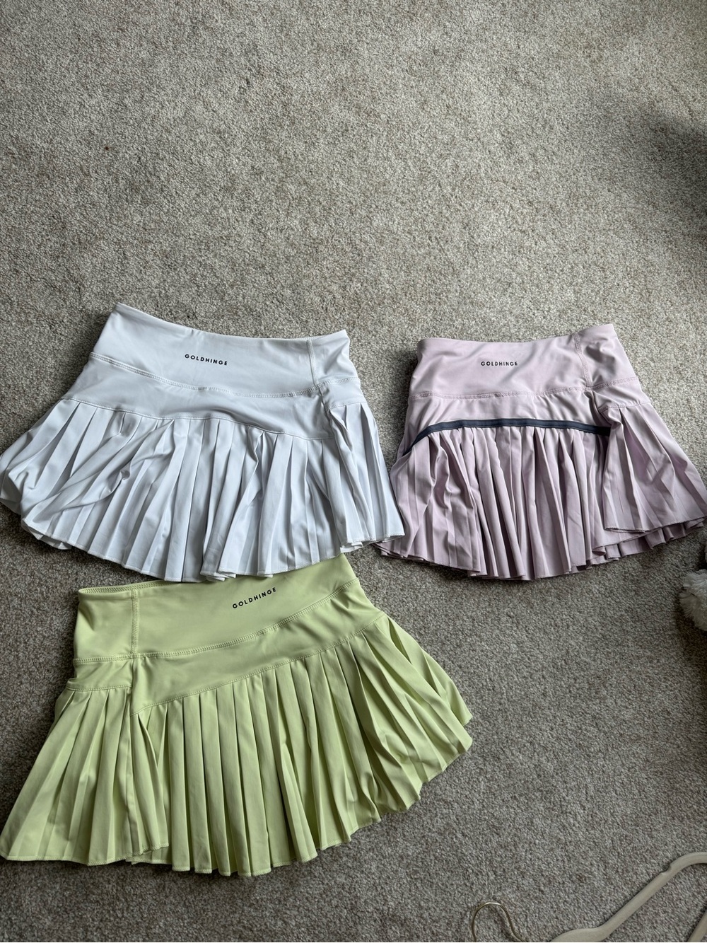 Set of 3 Goldhinge Size S Skirts - White, Lilac & Light Green - Picture 2 of 2